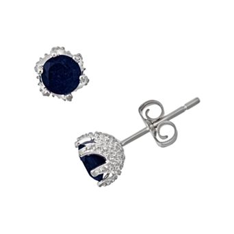 Celebration Gems Sterling Silver Sapphire Stud Earrings