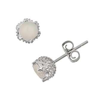 Celebration Gems Sterling Silver Opal Stud Earrings