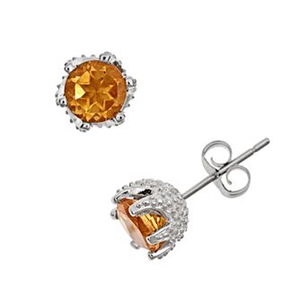 Celebration Gems Sterling Silver Citrine Stud Earrings
