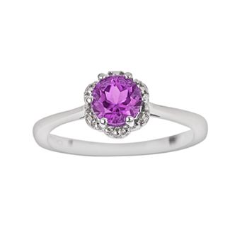Celebration Gems Sterling Silver Amethyst Scalloped Frame Ring