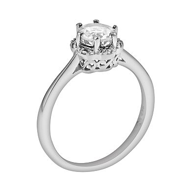 Celebration Gems Sterling Silver White Topaz Scalloped Frame Ring