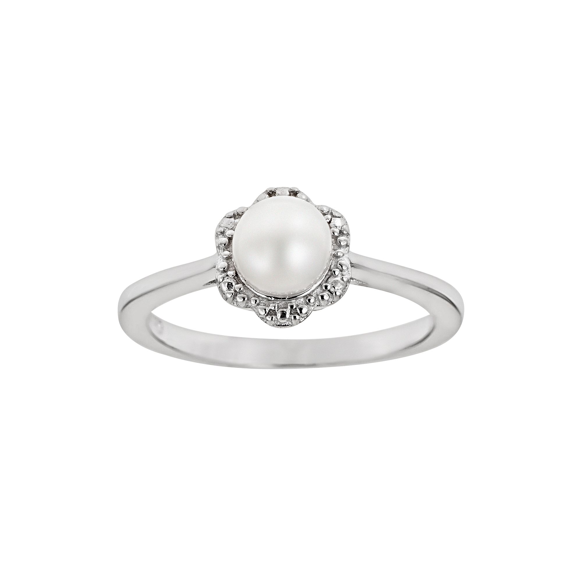 Celebration Gems Sterling Silver Freshwater Cultured Pearl Studded Flower R