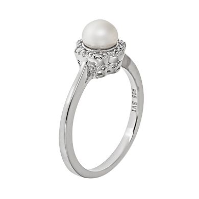 Celebration Gems Sterling Silver Freshwater Cultured Pearl Studded Flower Ring