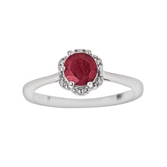 Celebration Gems Sterling Silver Ruby Scalloped Frame Ring