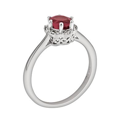 Celebration Gems Sterling Silver Ruby Scalloped Frame Ring