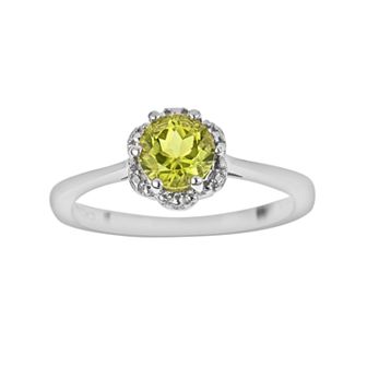 Celebration Gems Sterling Silver Peridot Scalloped Frame Ring