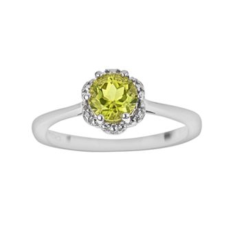 Celebration Gems Sterling Silver Peridot Scalloped Frame Ring