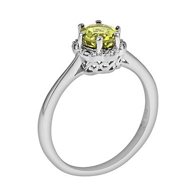Celebration Gems Sterling Silver Peridot Scalloped Frame Ring