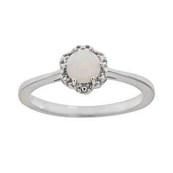 Celebration Gems Sterling Silver Opal Studded Flower Ring
