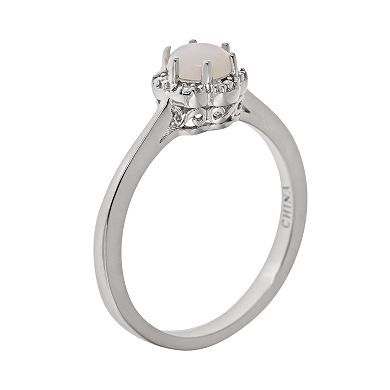 Celebration Gems Sterling Silver Opal Studded Flower Ring