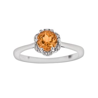 Celebration Gems Sterling Silver Citrine Scalloped Frame Ring