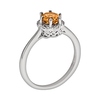 Celebration Gems Sterling Silver Citrine Scalloped Frame Ring