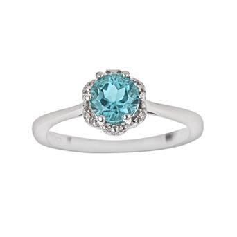 Celebration Gems Sterling Silver Blue Topaz Scalloped Frame Ring