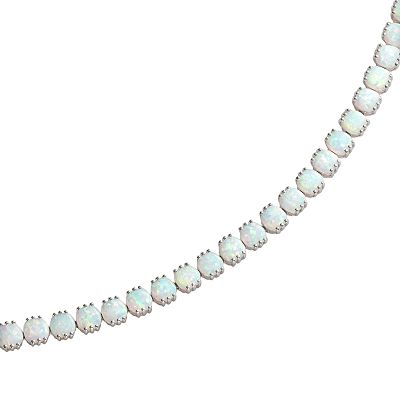 Sterling Silver Lab Created Opal Bracelet