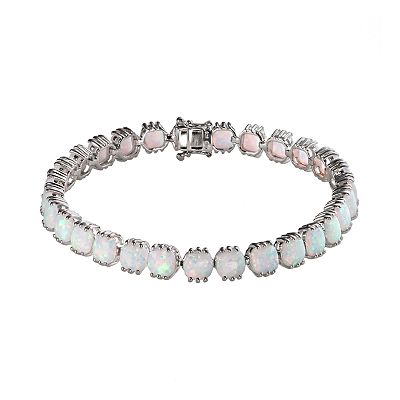 Sterling Silver Lab Created Opal Bracelet