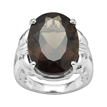 Oro Leoni Sterling Silver Smoky Quartz Ring