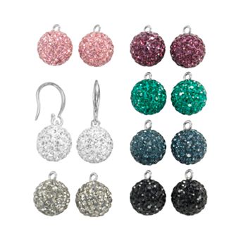 Oro Leoni Sterling Silver Crystal Interchangeable Drop Earring Set