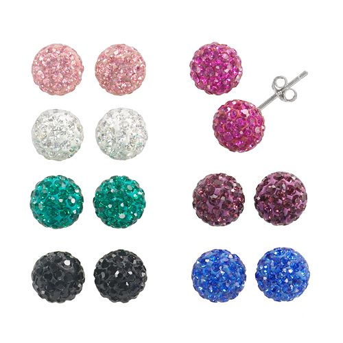 Sterling Silver Crystal Stud Earring Set