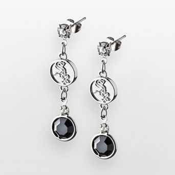 LogoArt Chicago White Sox Silver Tone Crystal Drop Earrings