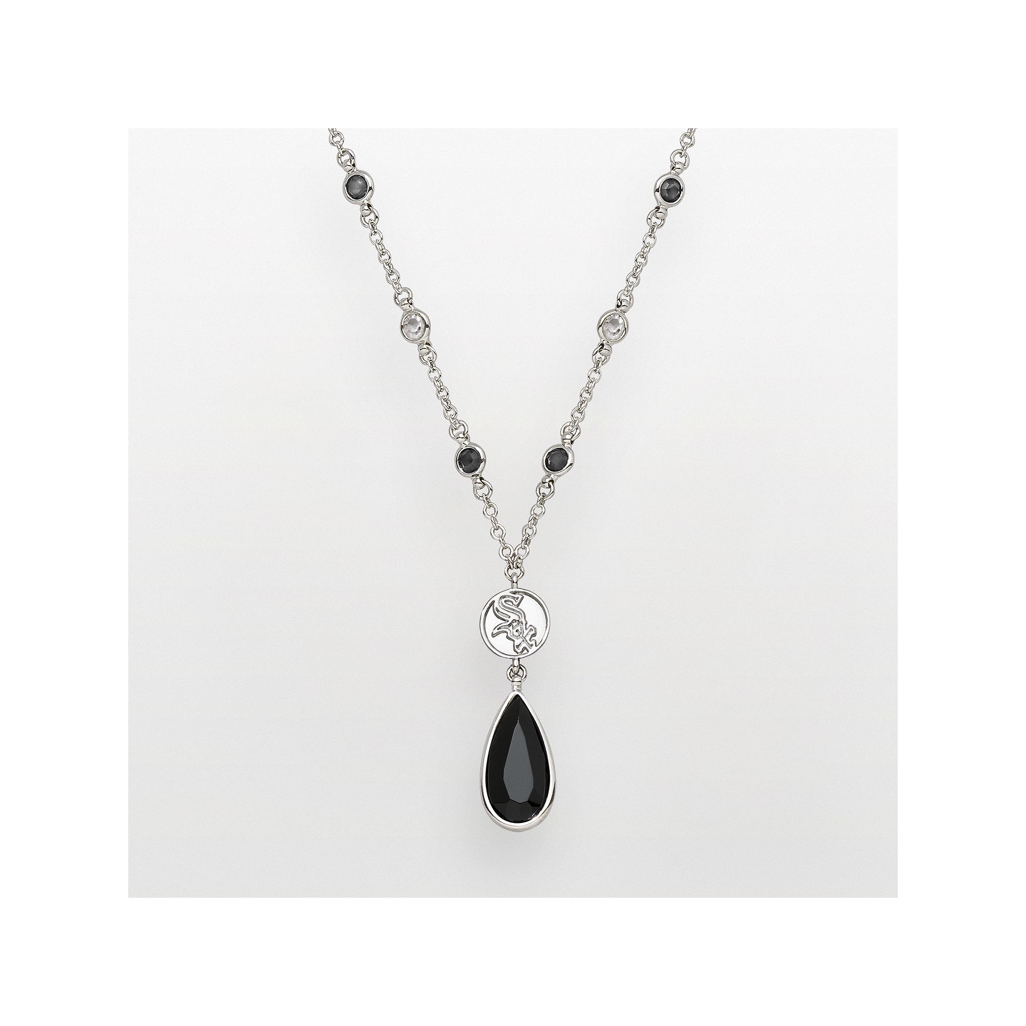 LogoArt Chicago White Sox Silver Tone Crystal Y Necklace, Womens, Size: 1