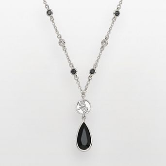 LogoArt Chicago White Sox Silver Tone Crystal Y Necklace