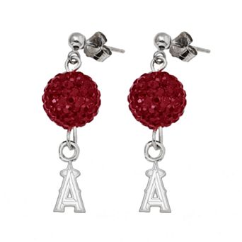 Los Angeles Angels of Anaheim Sterling Silver Crystal Ball Drop Earrings