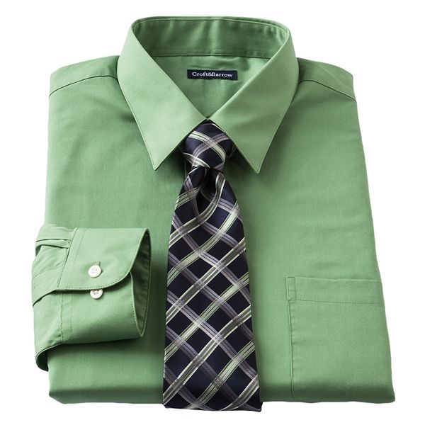 Men's Croft & Barrow® Classic-Fit Point-Collar Dress Shirt with Plaid ...
