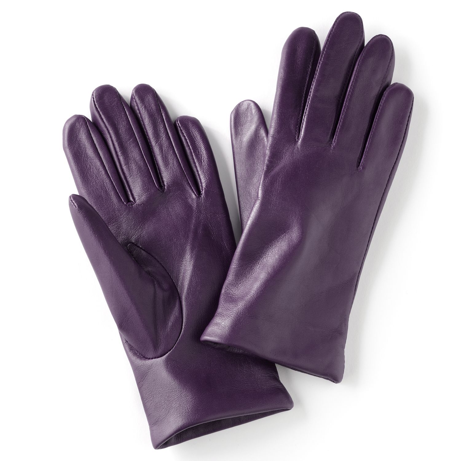purple leather gloves
