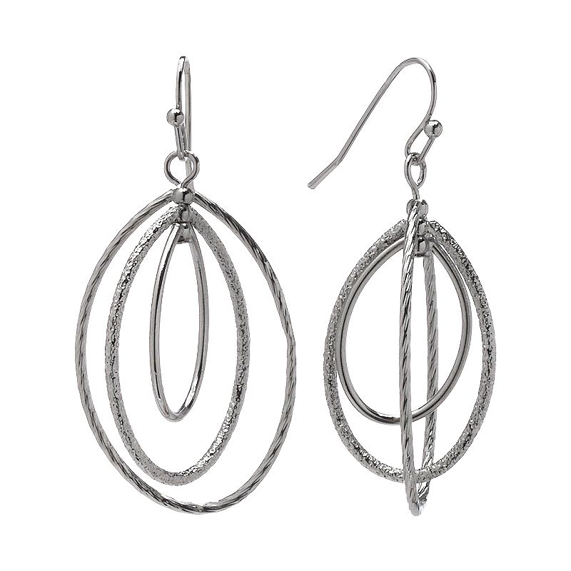 UPC 083355025089 product image for Napier Silver Tone Textured Concentric Oval Hoop Drop Earrings, Women's, Grey | upcitemdb.com