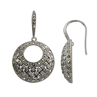 Sterling Silver Woven Hoop Drop Earrings