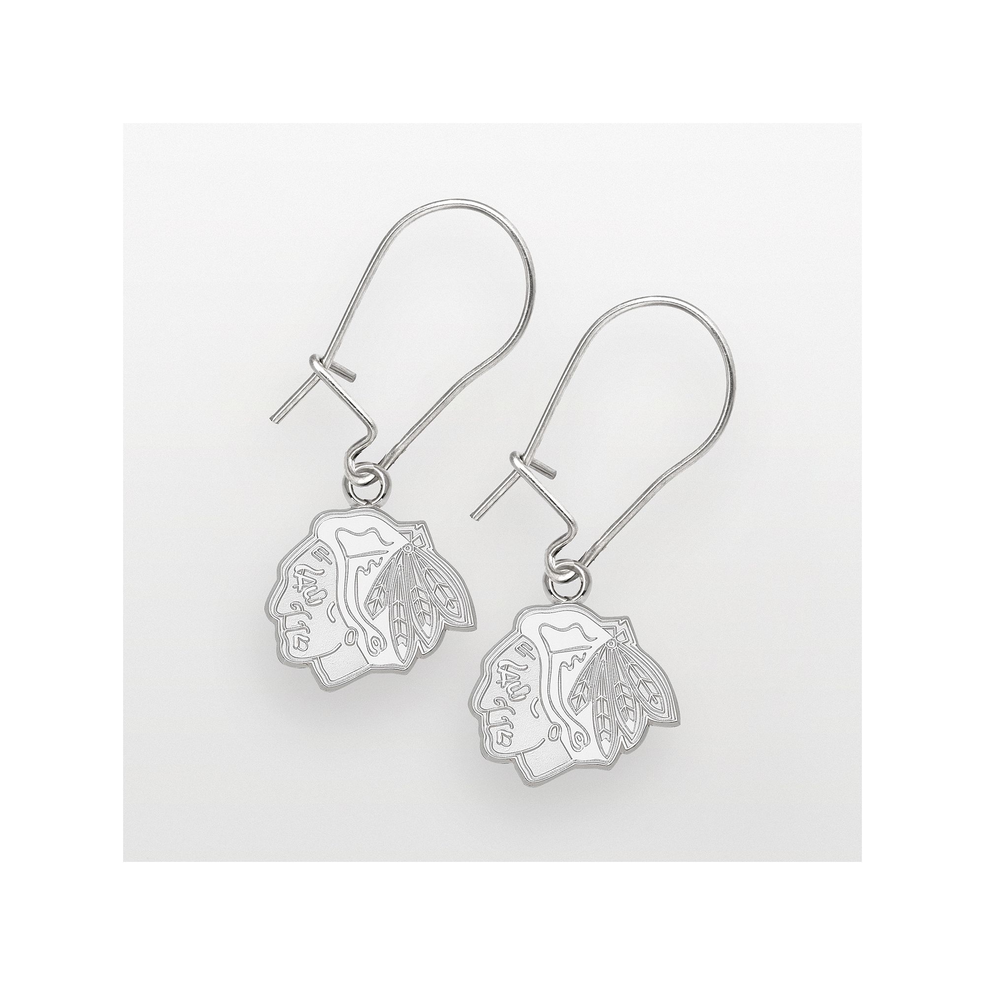 LogoArt Chicago Blackhawks Sterling Silver Logo Drop Earrings, Womens