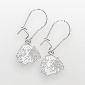 LogoArt Chicago Blackhawks Sterling Silver Logo Drop Earrings