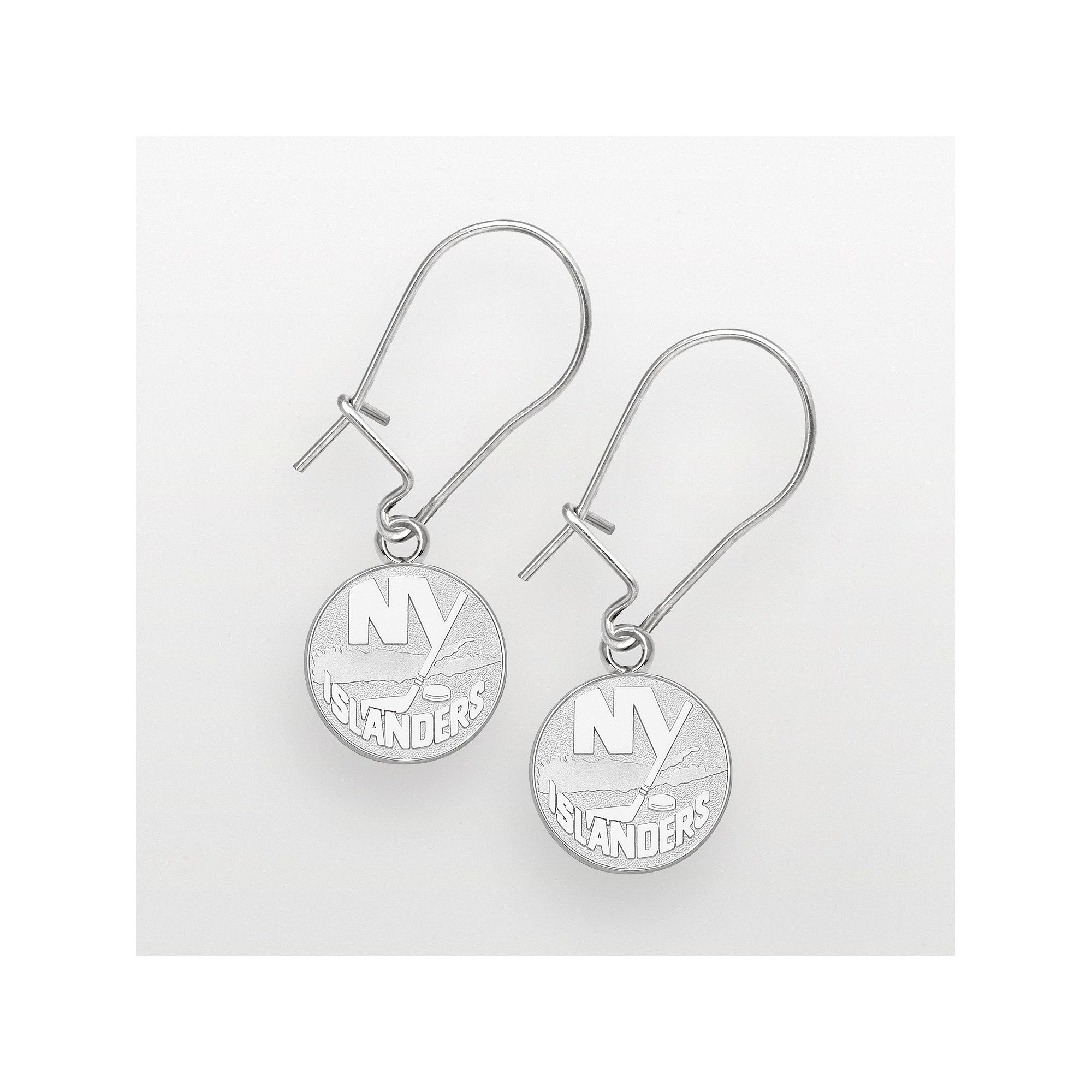LogoArt New York Islanders Sterling Silver Logo Drop Earrings, Womens