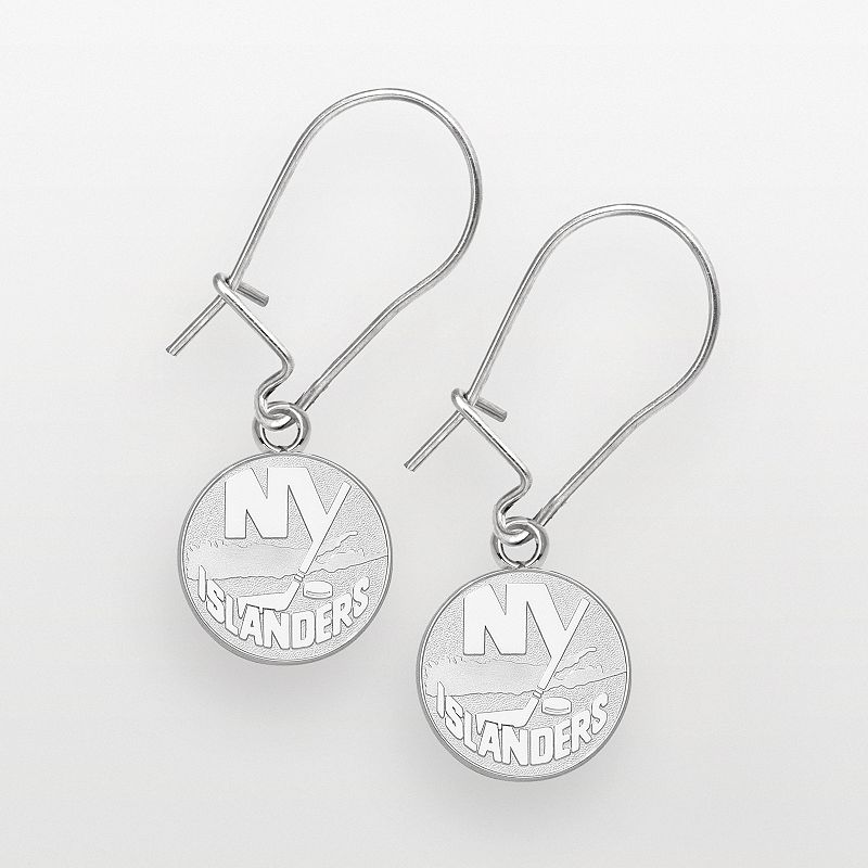 LogoArt New York Islanders Sterling Silver Logo Drop Earrings, Womens, Gre