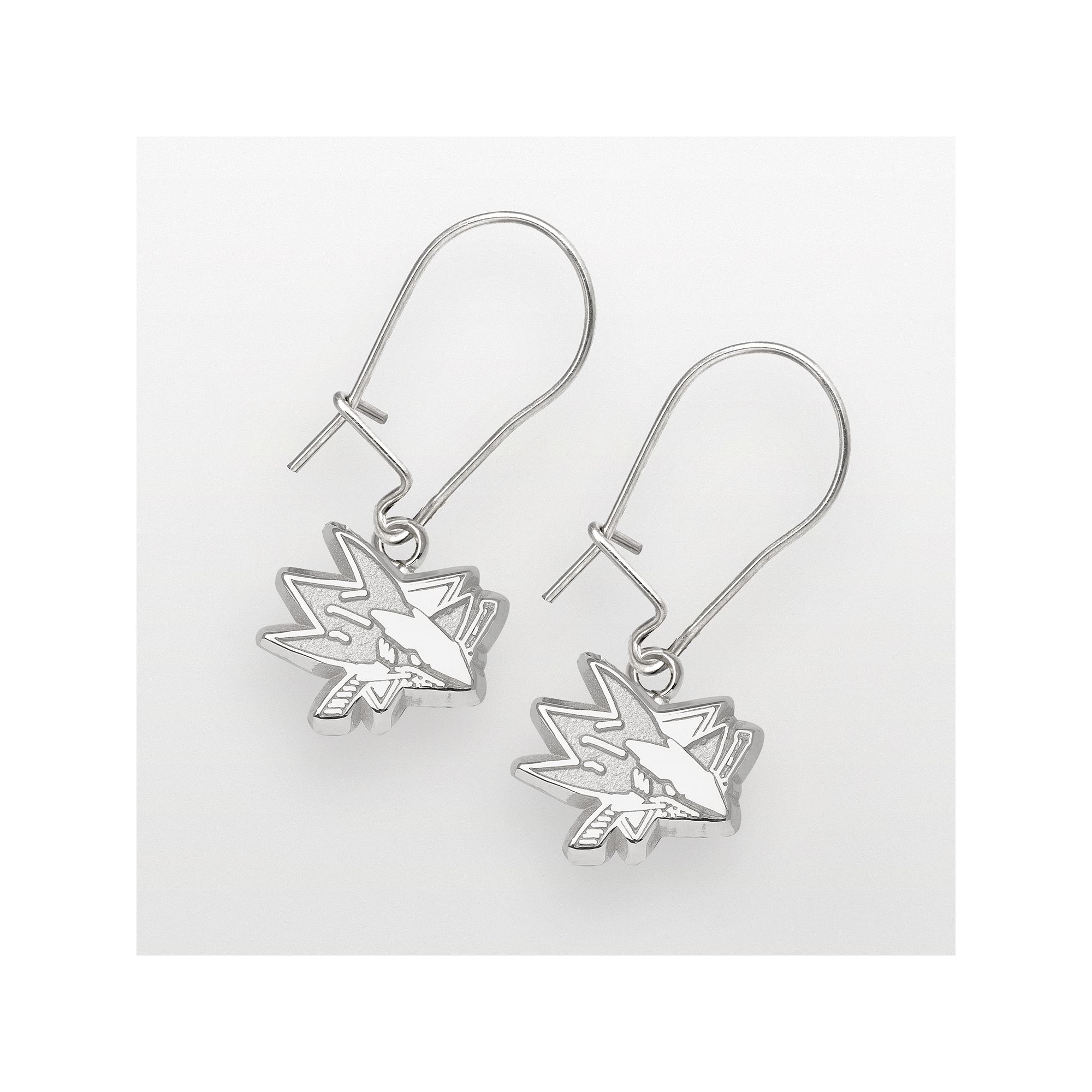LogoArt San Jose Sharks Sterling Silver Logo Drop Earrings, Womens