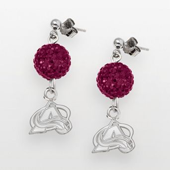 LogoArt Colorado Avalanche Sterling Silver Crystal Ball Drop Earrings