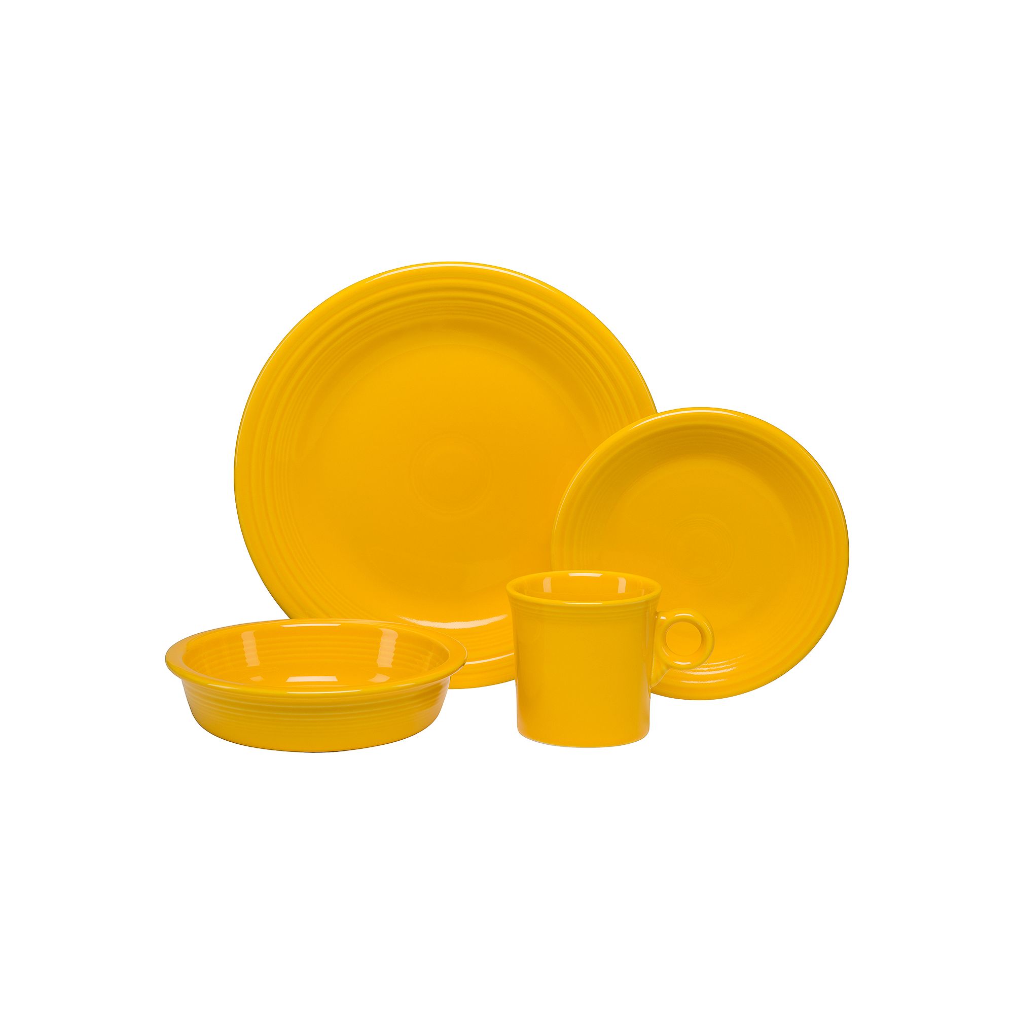 Fiesta Classic Rim 4-Piece Dinnerware Set, Service for 1, Yellow