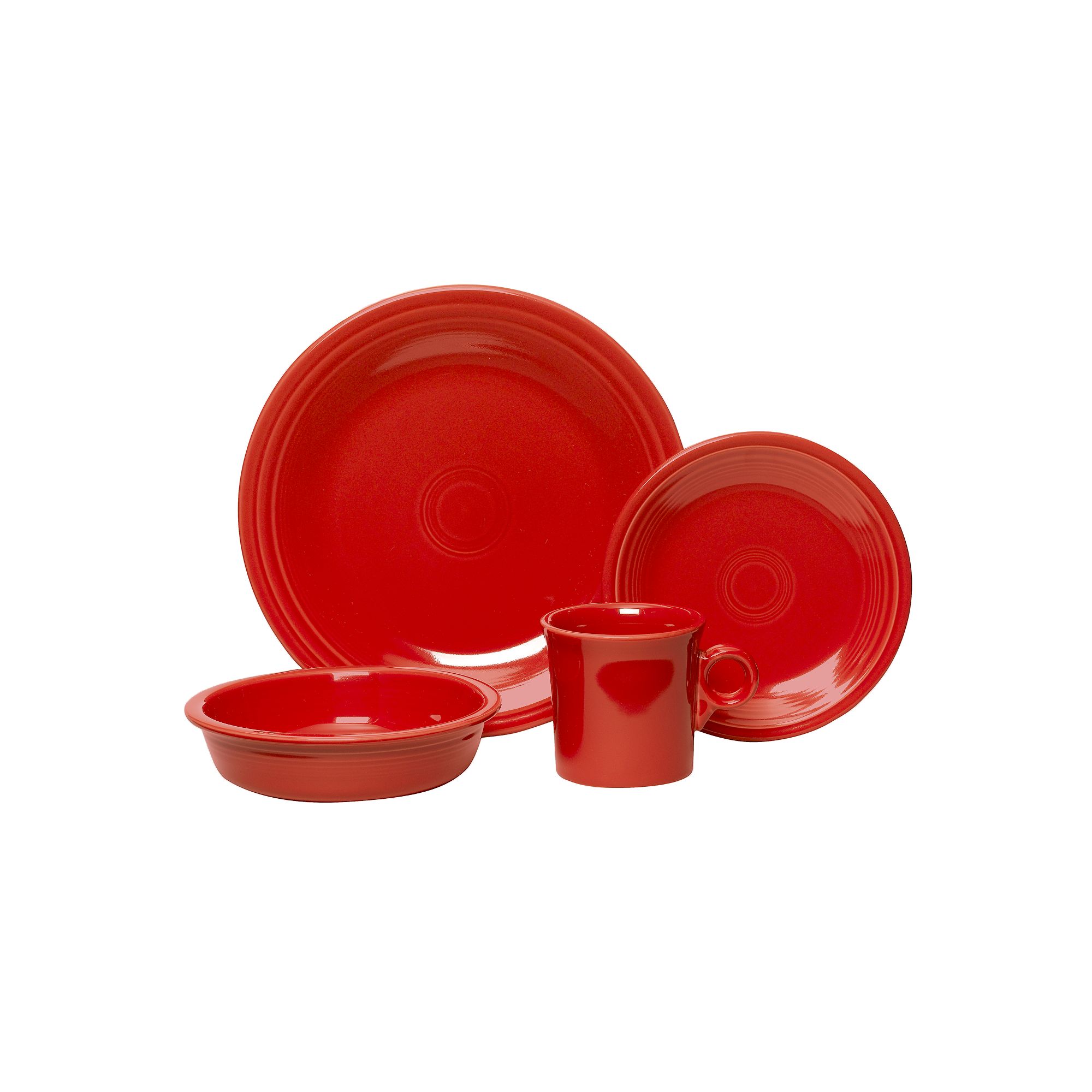 Fiesta Classic Rim 4-Piece Dinnerware Set, Service for 1, Red