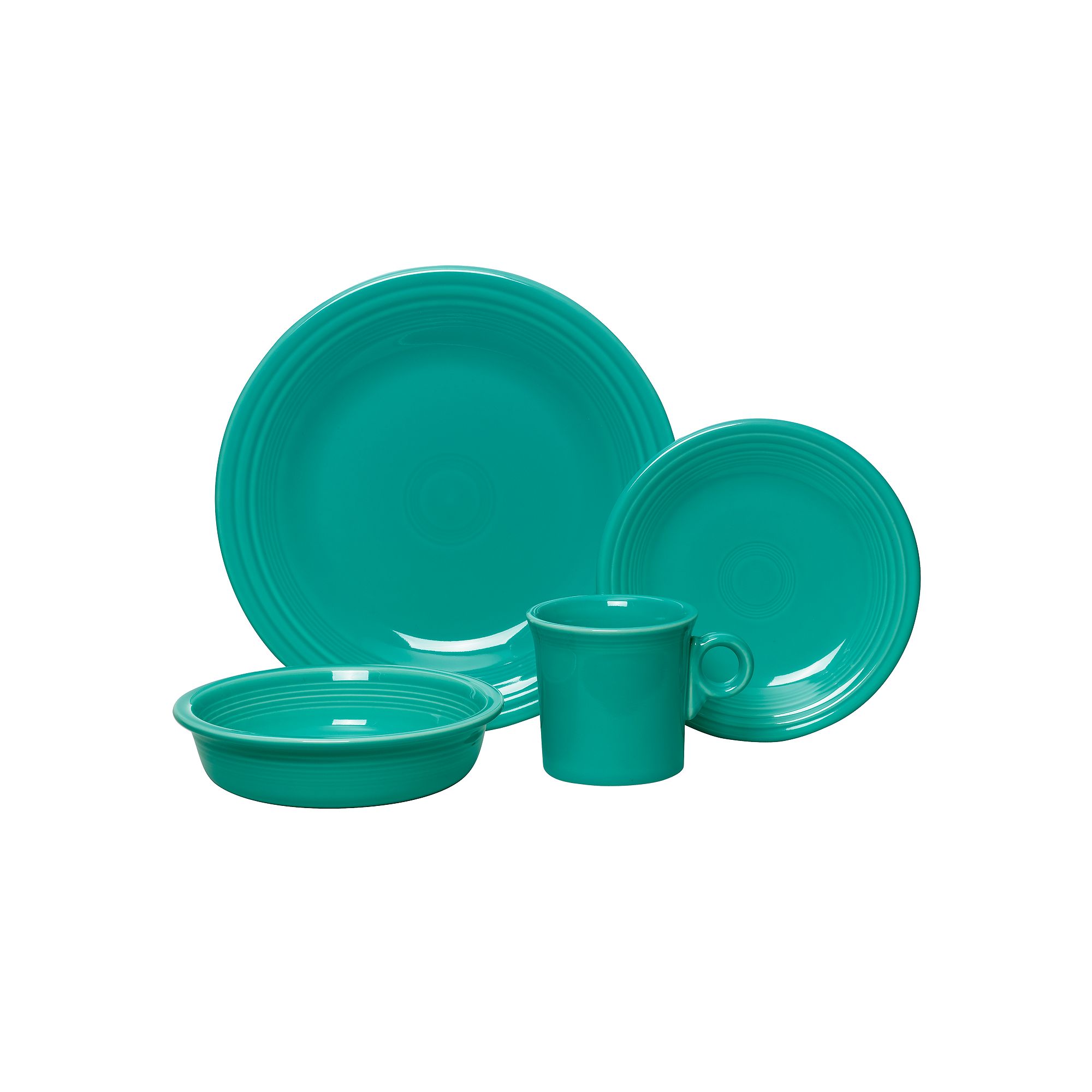 Fiesta Classic Rim 4-Piece Dinnerware Set, Service for 1, Turquoise