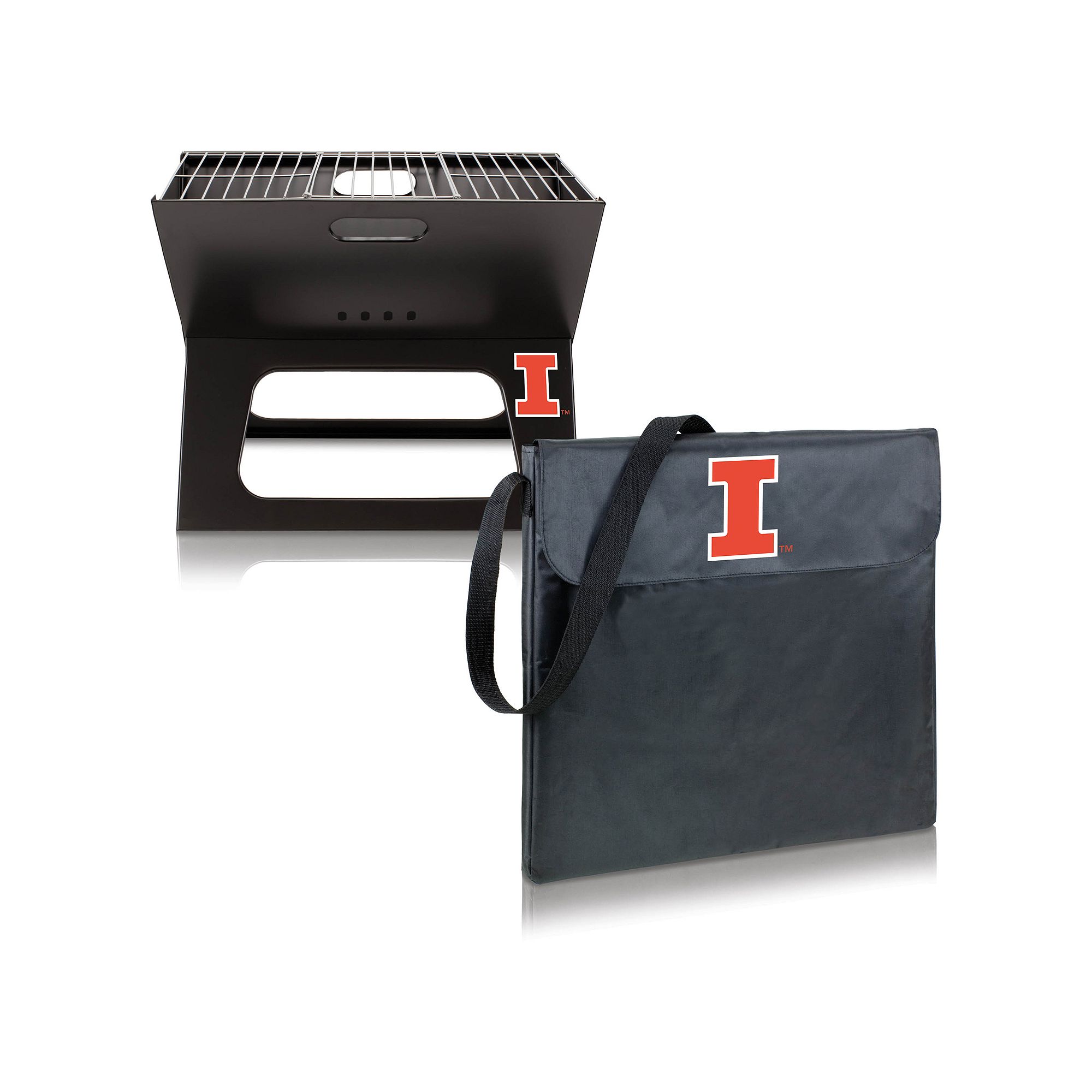 Picnic Time Illinois Fighting Illini Portable X-Grill, Black