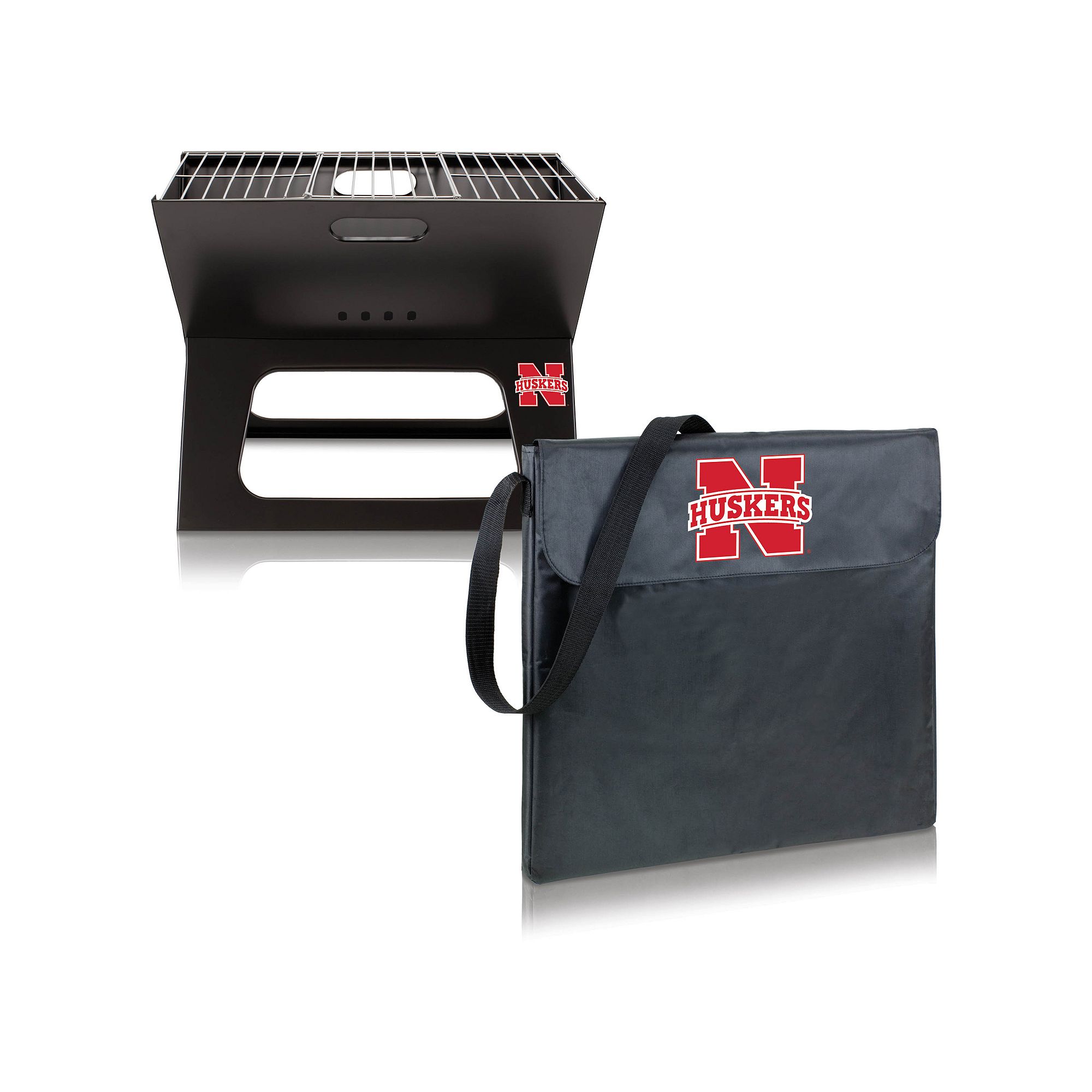 Picnic Time Nebraska Cornhuskers Portable X-Grill, Black