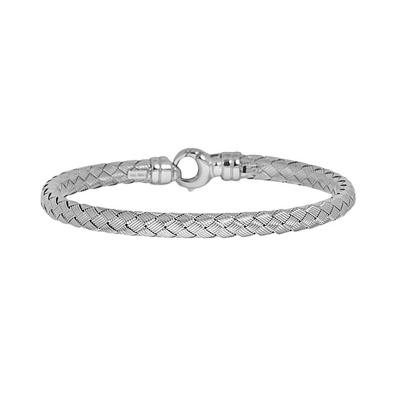 Sterling Silver Basket Weave Chain Bracelet, Womens, Size: 7.25, Grey