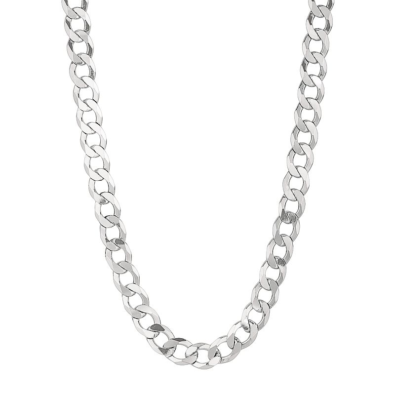 Sterling Silver Curb Chain Necklace -22-in. - Men, Mens, Size: 22, Grey