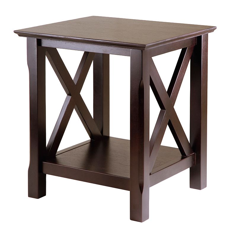 Winsome Xola End Table Cappuccino: Hardwood Construction, Fixed Shelf, Satin Finish, Living Room Furniture