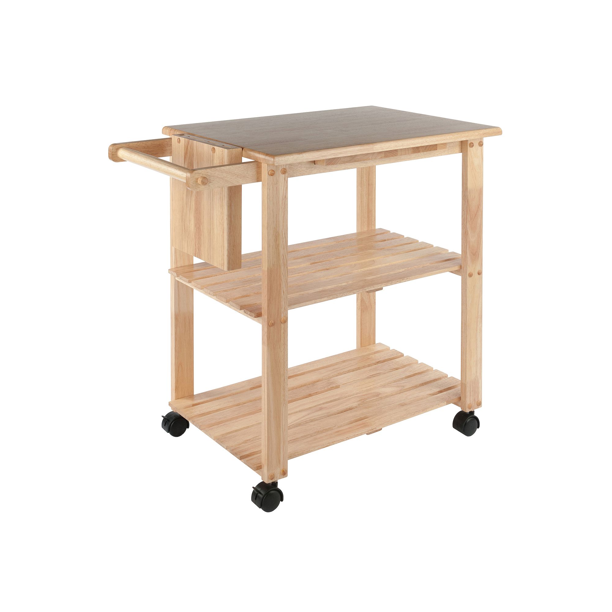 Winsome Knife Block & Cutting Board Kitchen Cart, Natural
