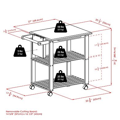 Winsome Knife Block and Cutting Board Kitchen Cart