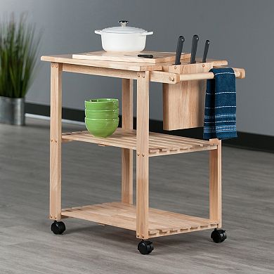 Winsome Knife Block and Cutting Board Kitchen Cart