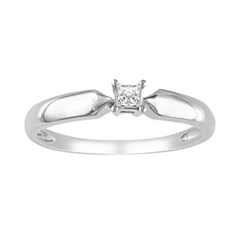 Stella Grace Sterling Silver 1/10 ct T.W. Princess-Cut Diamond Solitaire Ring