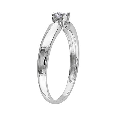 Stella Grace Sterling Silver 1/10-ct. T.W. Round-Cut Diamond Solitaire Ring