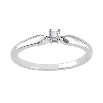Stella Grace Sterling Silver Princess-Cut Diamond Accent Solitaire Ring